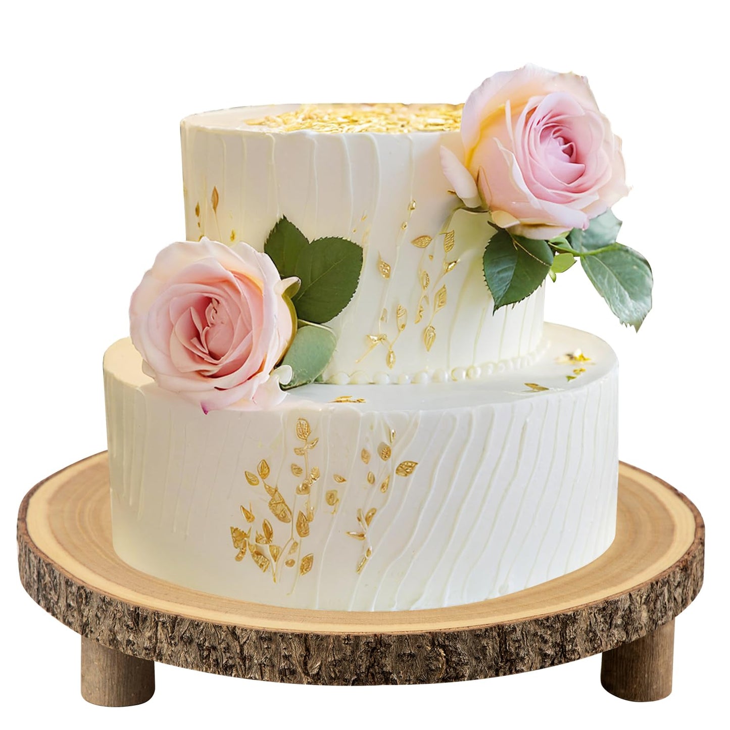 SogYupk Rustic Wood Cake Stand - 11-13 Inch Wooden Slice with Legs for Elegant Wedding, Birthday, & Woodland-Themed Parties（1Pcs）