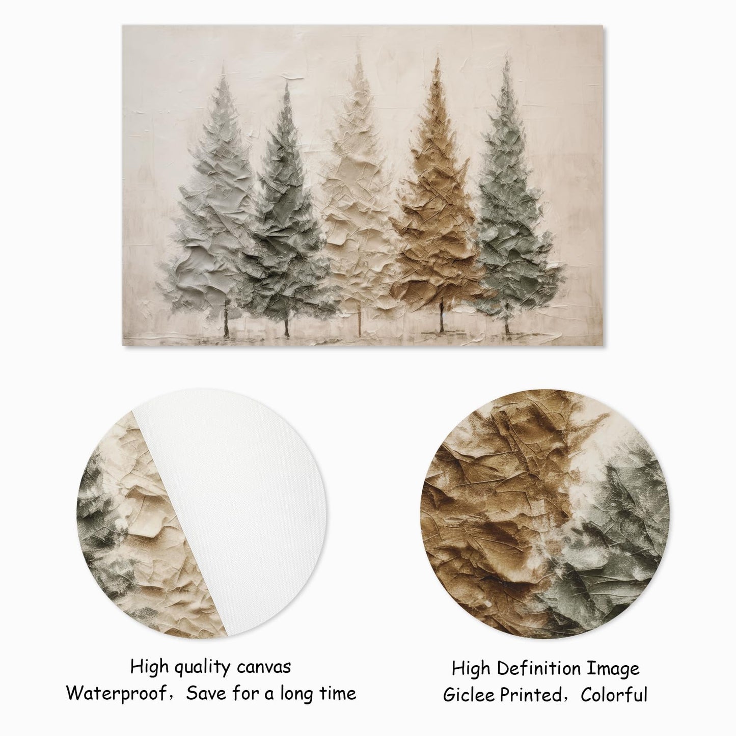 JarThenaAMCS Christmas Canvas Wall Art Prints Oil Painting Pine Forest Art Poster Winter Landscape Wall Decor For Xmas Gallery Living Room Bedroom, UNFRAMED, 16 x 24 Inch