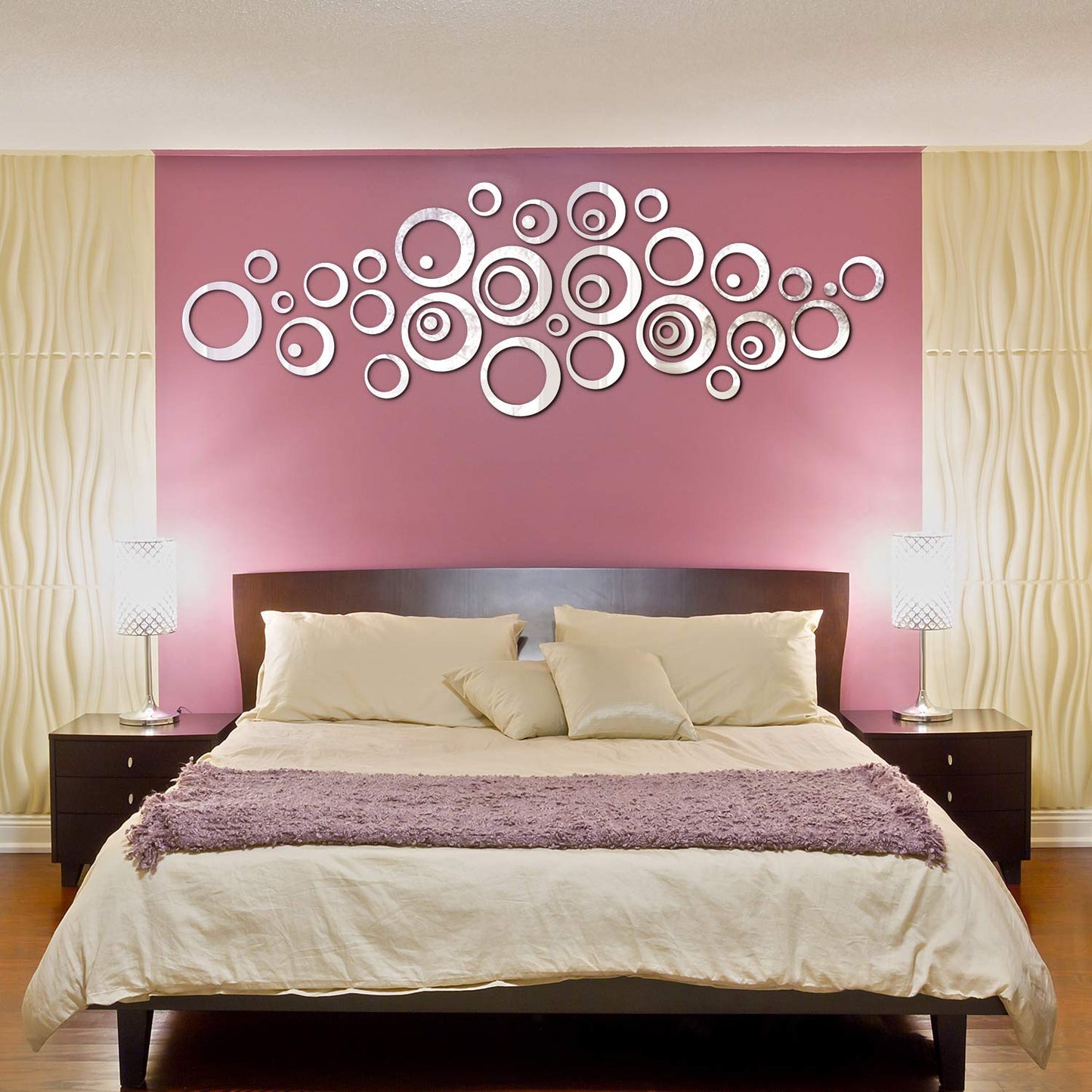 Shappy 72 Pieces Removable Round Mirror Wall Decal Circle Wall Mirror Stickers Silver Acrylic Decals for Living Room Bedroom Home Wedding Office Home Decor, 2.5-13.5 cm