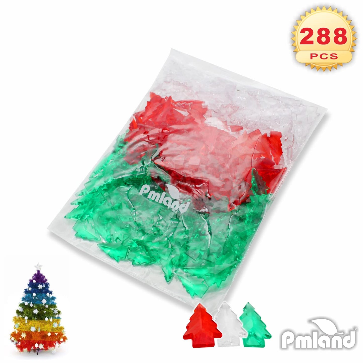 PMLAND Winter Acrylic Mini Christmas Tree Ornaments and Table Scatter Decoration - 280+ Pieces for Holiday Party Festival Events Home Decor