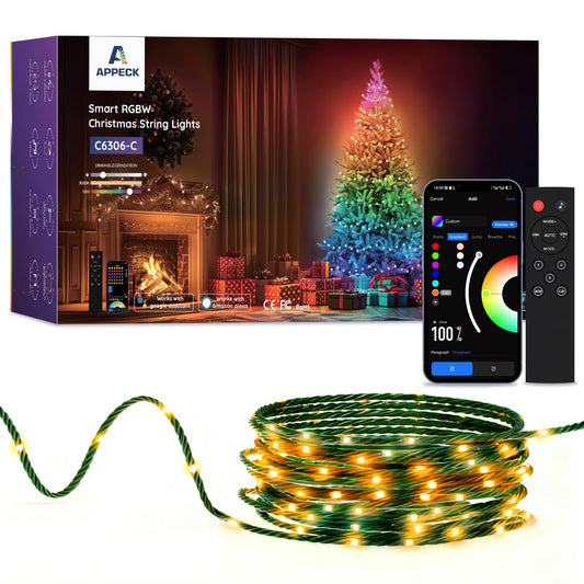 APPECK Christmas String Lights,134 FT 400 LED Outdoor String Lights, 111 Scene Modes Smart RGBW Color Changing Fairy Lights with App Controlled, Decorations String Light for Indoor, Outdoor Tree Decor