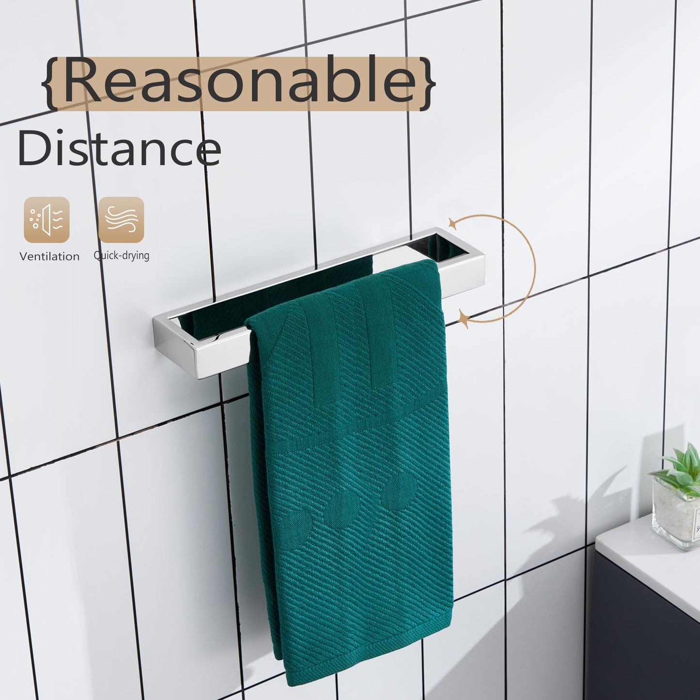 KOKOSIRI Towel Holder Chrome Hand Towel Bar Rack 12-Inch Kitchen Holder Polished Stainless Steel for Bathroom Hardware Wall Mounted, 1 Pack B4008CH-L12