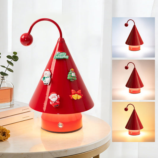 Qeipy Led Lights Cozy Home Decor Cute Christmas Tree Desk Lamp Ambient Lighting,Touch Control, Cordless Rechargeable Battery Operated,for Living Room,Bedroom,Nightstand (Red)