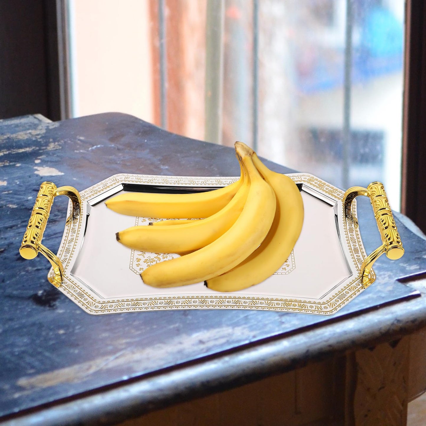 Hemoton Carved Fruit Tray 11.02X7.87X4.72In Decorative Serving Tray for Snacks Desserts and Fruit Storage Multi-Function Kitchen Dining Platter