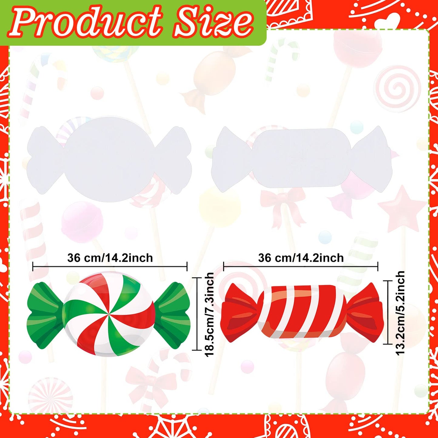 Sawysine 24 Pieces Christmas Candy Outdoor Lawn Yard Sign Yard Stakes Christmas Holiday Garden Decor with Waterproof Corrugated Cardboard for Xmas Pathway Walkway Decorations (Candy Style)