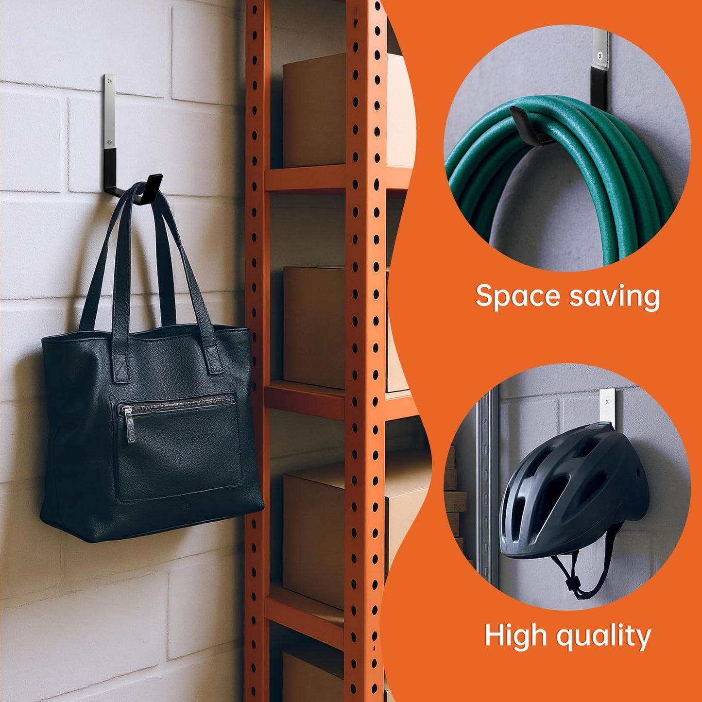 GeeWatom Heavy Duty Steel Hooks,Garage Storage Utility Hooks,Heavy Duty Tool Organizer,Steel Wall Mount Hook, Hose Hanger, Garage Garden Hooks (2)