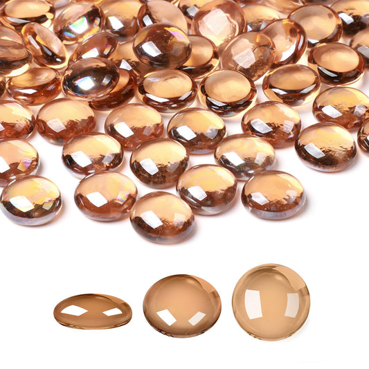 SUREAM 1LB Flat Glass Marbles, Brown Decorative Marbles for Vase Filler, Glass Beads Stone for Fish Tank Rocks Vase Fillers DIY Crafts Table Scatter Decor
