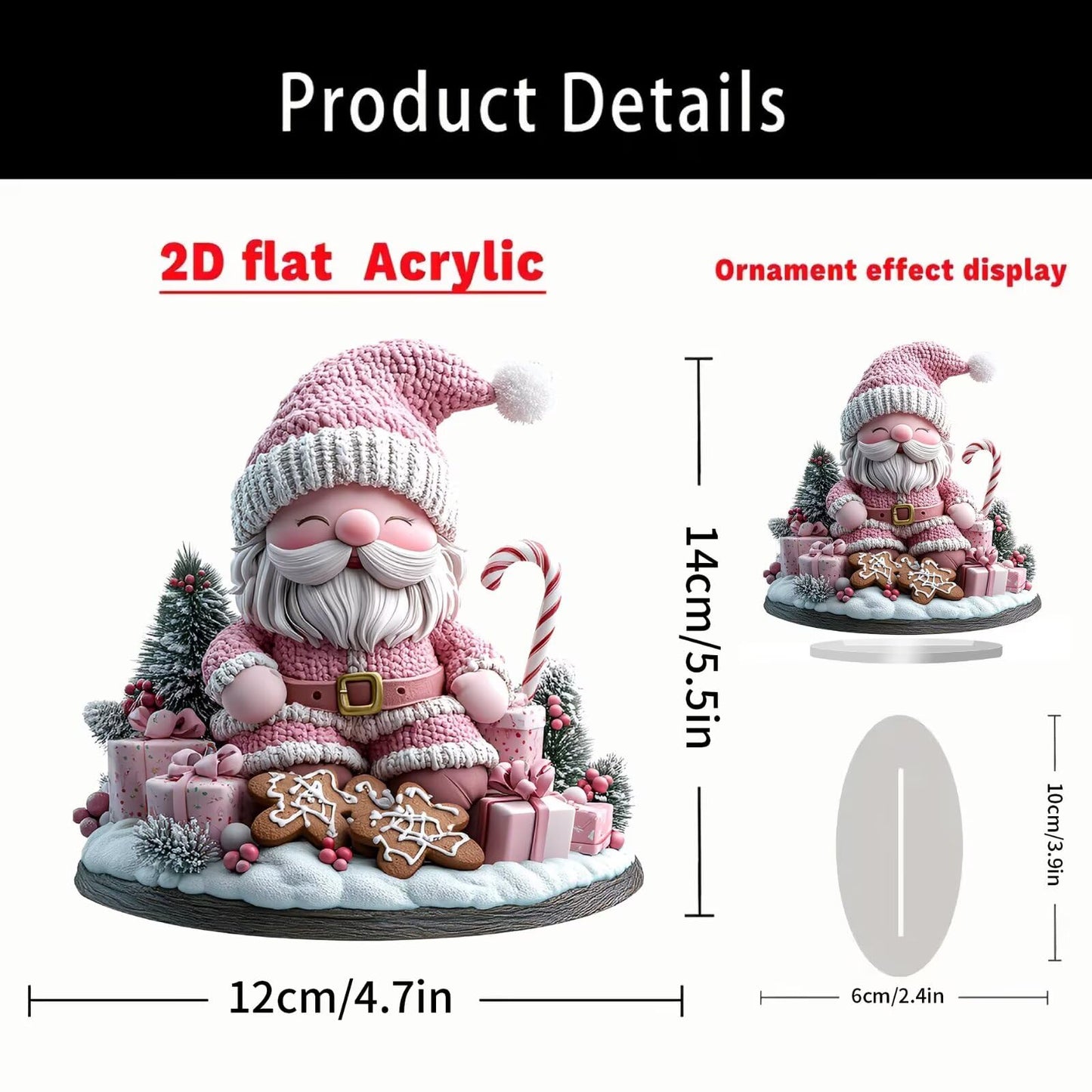 Pink Santa Claus Acrylic Desktop Decoration, Suitable for Home Décor in Living Room or Office. Idea Gift Choice: Halloween, Christmas, Birthday, Anniversary, Valentine's Day, Celebrations