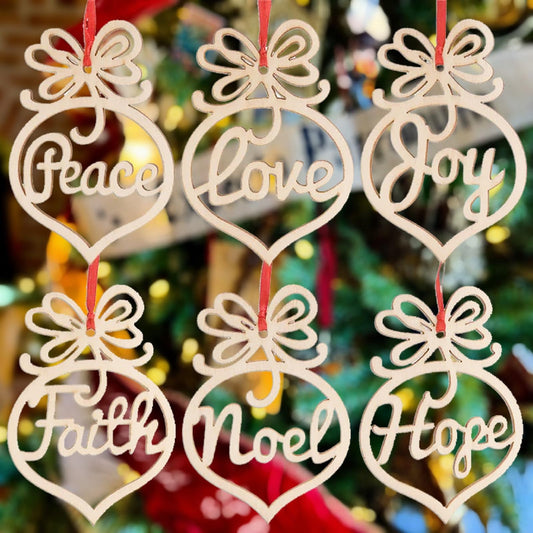 MIAO JIN 24 Pieces Hollow Ornaments Xmas Tree Wooden Hanging Tags Crafts Pendant Decor, Rustic Farmhouse Christmas Ornaments Holiday Wedding Party Decorations