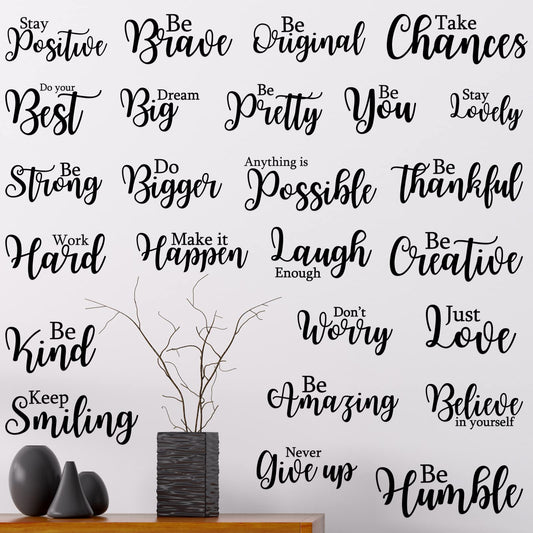 Leinuosen 25 Pcs Inspirational Wall Decal Motivational Quote Peel and Stick Vinyl Wall Quotes Stickers Removable Positive Saying for DIY Bedroom Living Room Office Art Decor
