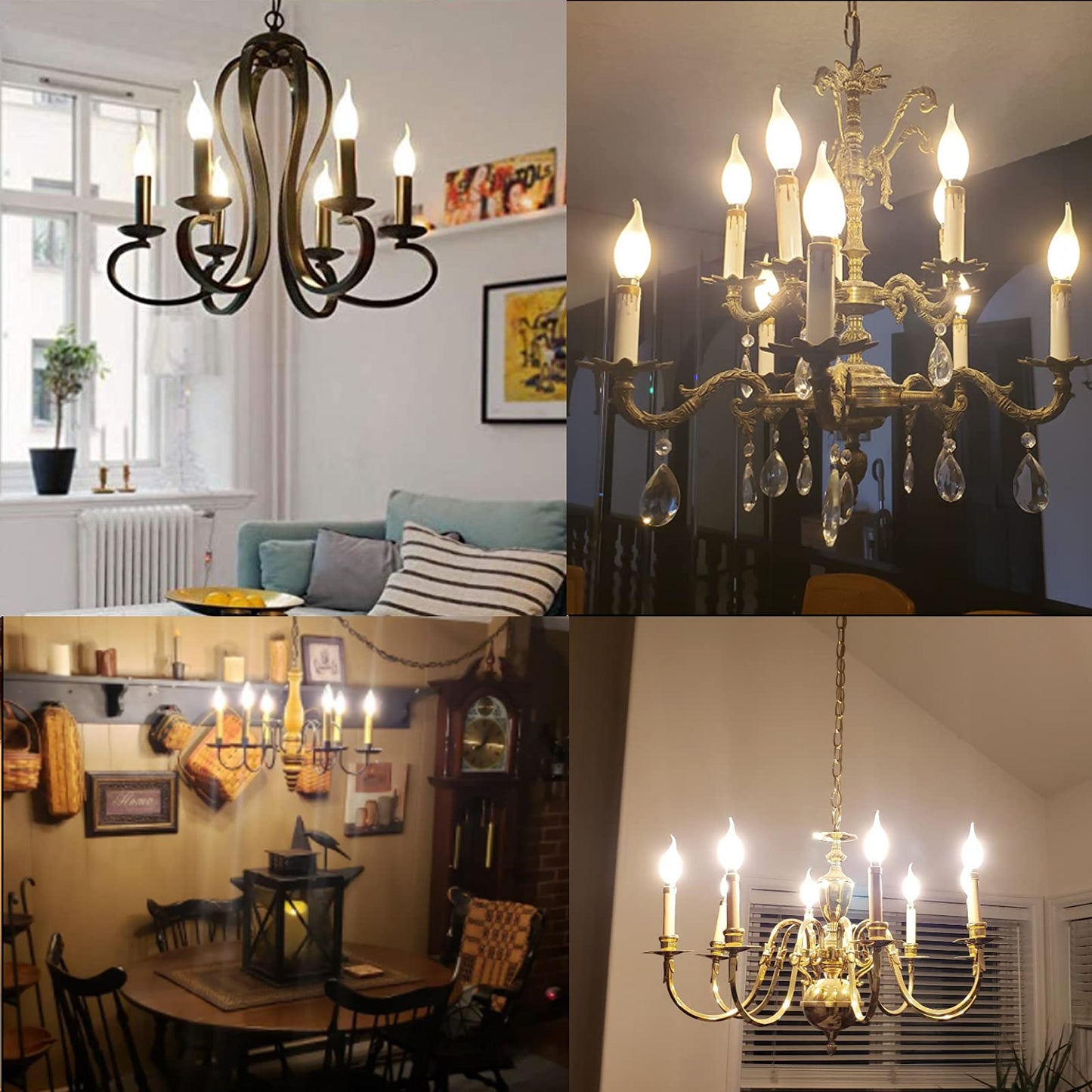 Beonllay LED Candelabra Bulb 25W Equivalent 3000K Soft White Flame tip Frosted Glass 2W LED Filament Bulb E12 Base Decoration E12 LED Bulb Dimmable 12 Pack