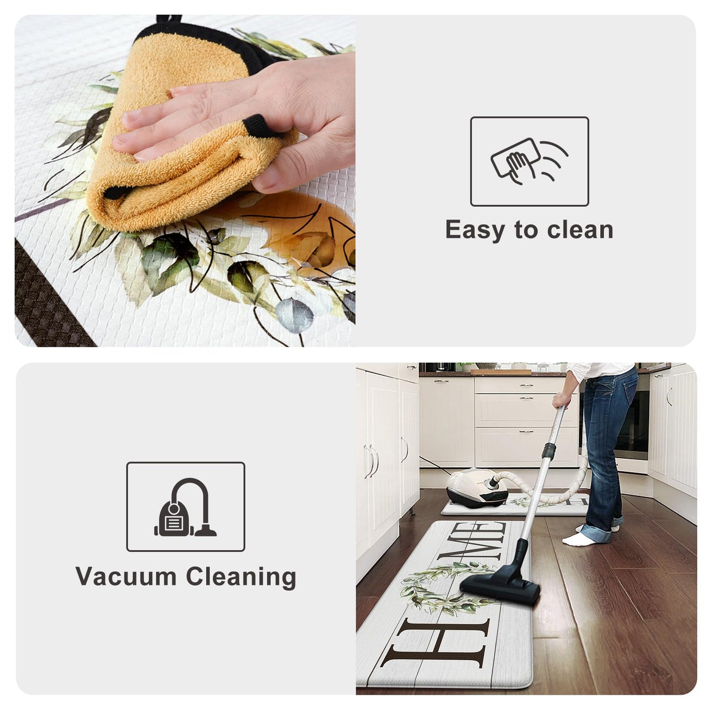 KIMODE Farmhouse Kitchen Mat 2PCS Anti Fatigue Kitchen Rugs Non-Skid Waterproof Kitchen Floor Mat Cushioned Comfort Standing Mat for Office,Laundry,Sink,Home