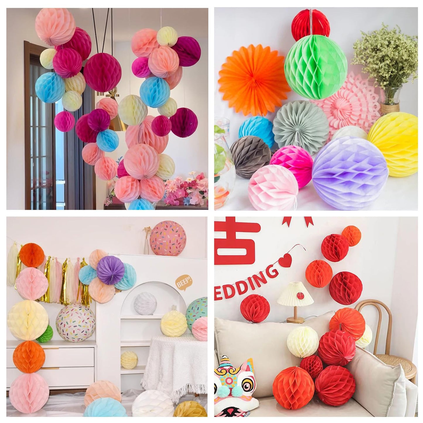 GAKA 12Pcs Green Hanging Honeycomb Balls Decorations, Tissue Paper Pom Poms for Wedding Birthday Party Decor(6" 10")