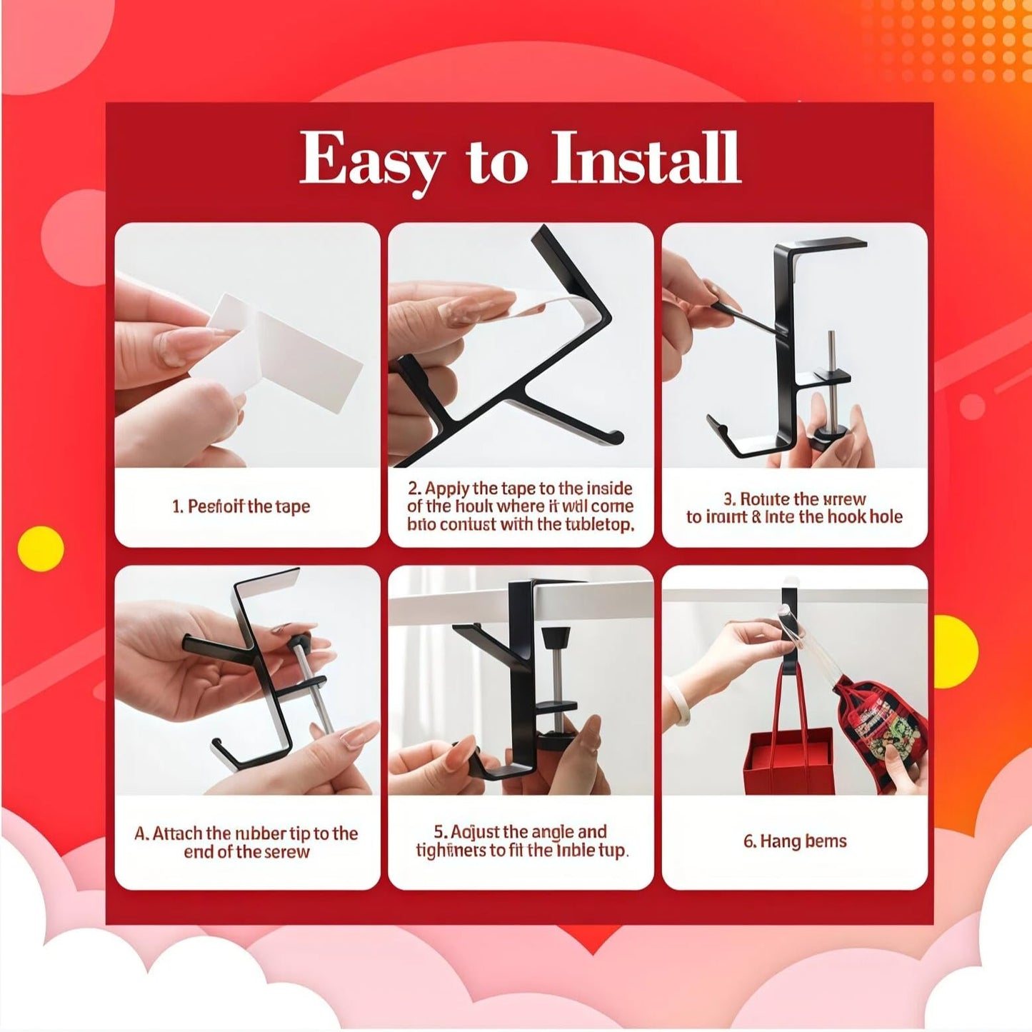 Stocking Holders for Mantle，Garland Hangers for Mantle，Fireplace Stocking and Garland Hanger，4pcs 2-in-1 Adjustable Non Drilled Wall Stove Hook for Christmas Day Home Decoration Metal (Black)