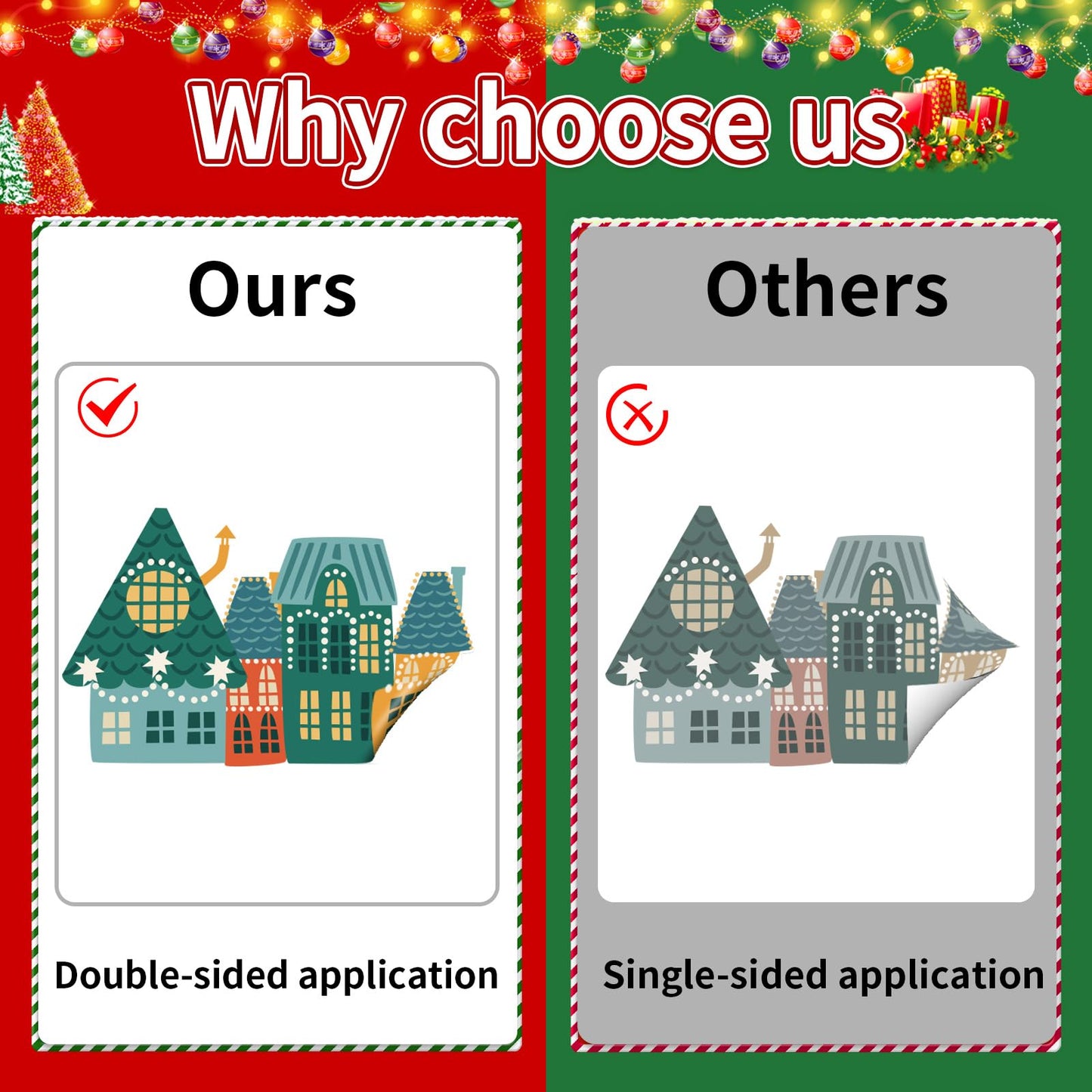 Christmas Window Clings Decorations, Xmas Stickers for Glass Windows, Fun Gift for Kids, Cute Decal Decor with Santa, Polar Bear, Snowflakes, 8 Sheets