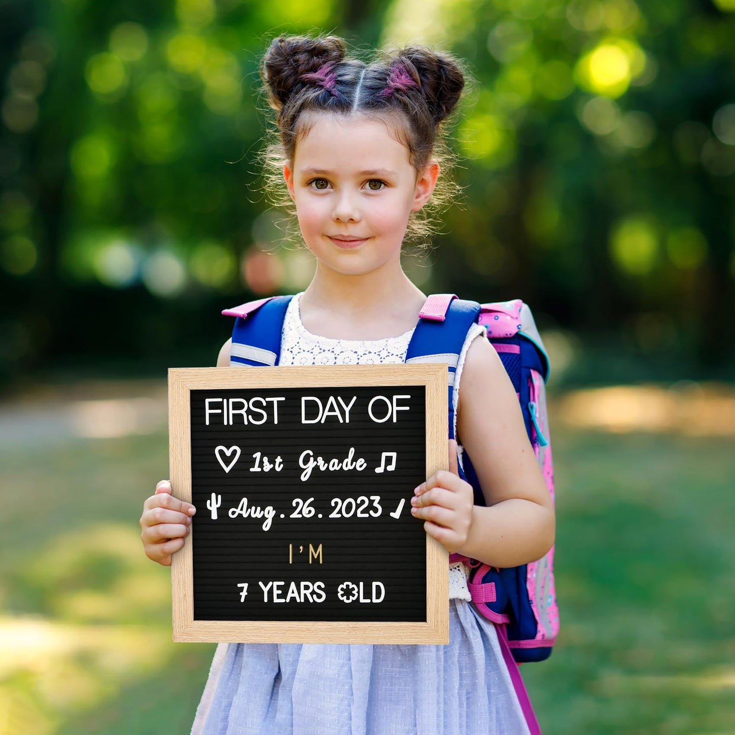 Felt Letter Board with Letters, Pre Cut & Sorted 725 Letters, First Day of School Board, Baby Announcement Sign, Pregnancy Announcement, Custom Signs & Wood Stand, 10x10in Message Board, Classroom Decor Sign Board