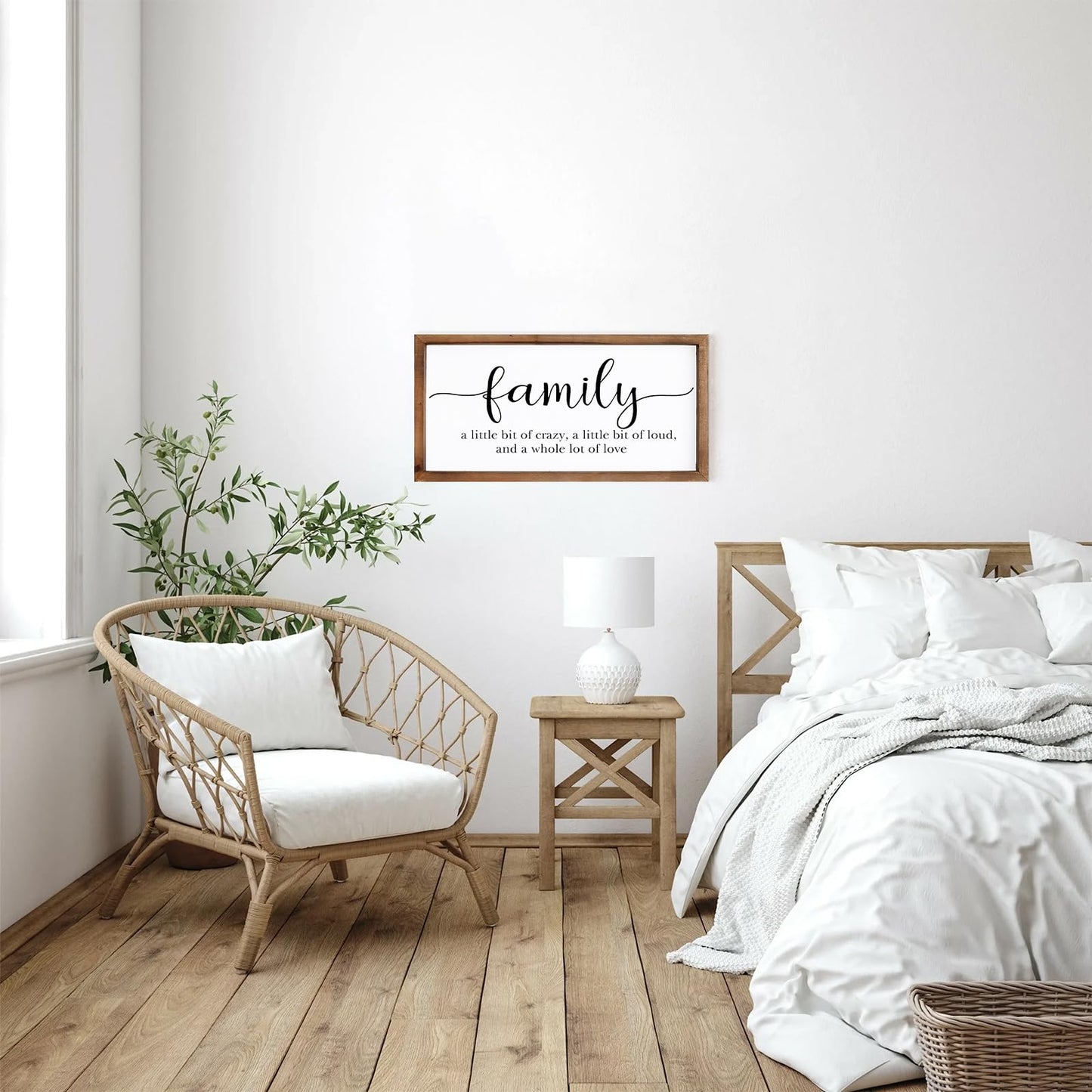 MODE HOME Family Sign for Home Decor, Farmhouse Family Wall Decor with Wood Frame for Wall, Kitchen, Living Room, Bathroom, Bedroom