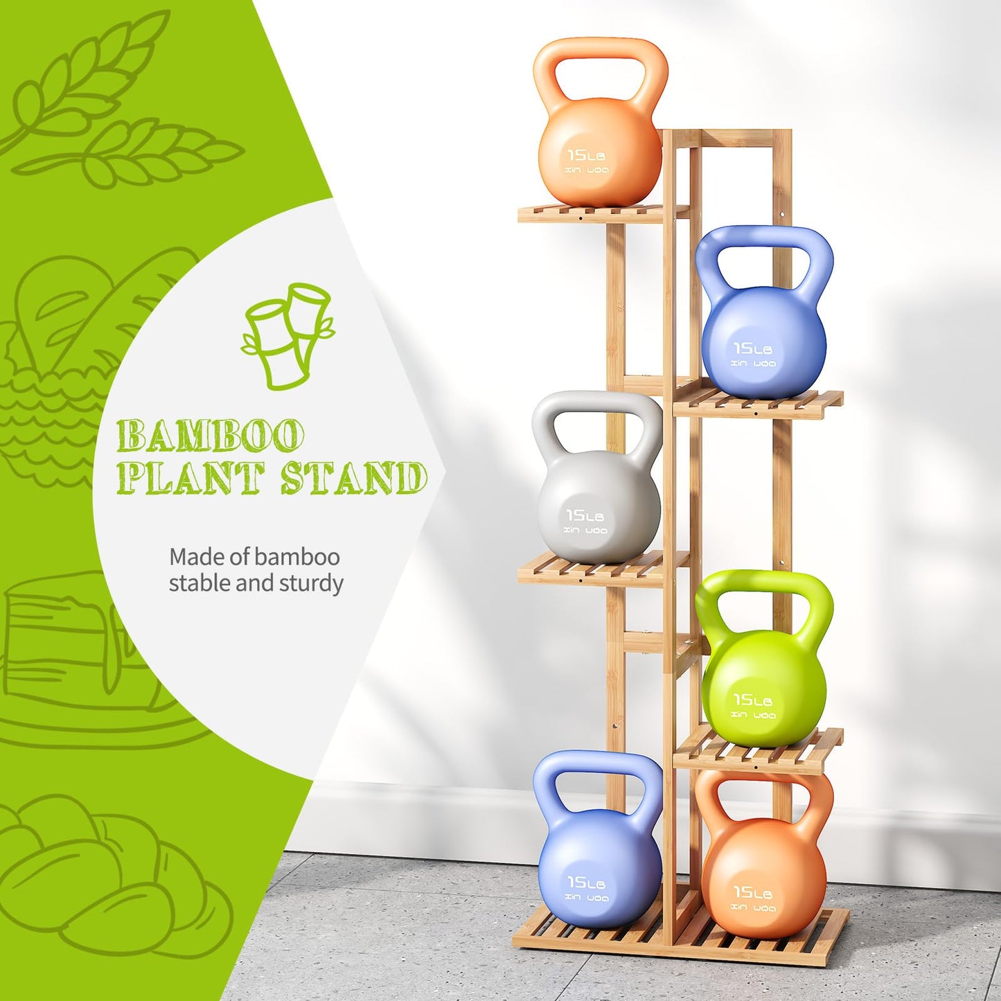BMOSU Bamboo Plant Stand for Indoor Outdoor Plants Corner Tall Plant Shelf 6 Potted Holder Shelf Plant Rack Holder Display Rack(Natural)
