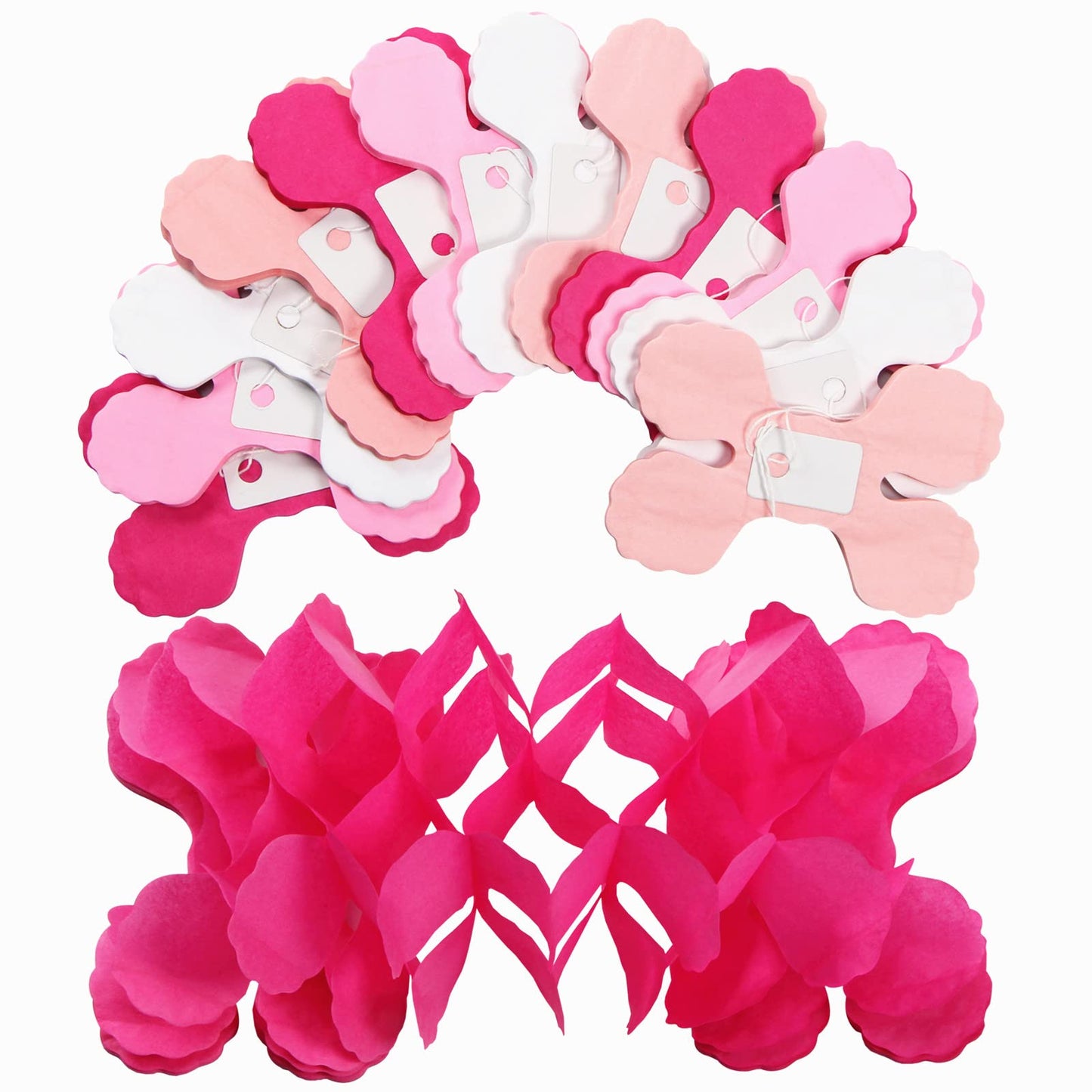 Rose-Red Pink-White Party-Decorations Streamers Garland - 157Ft Four-Leaf Clover Hanging Banner,Wedding Girl Birthday Baby Bridal Shower Engagement Bachelorette Decor Hugtmr