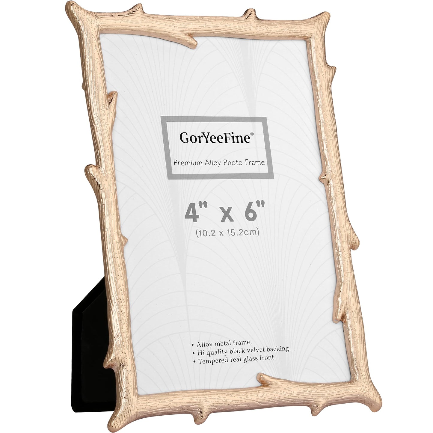 GorYeeFine 4x6'' Gold Tree Branch Picture Frame,Luxury Zinc Alloy Photo Frame with Velvet Backing & Tempered Glass,Wedding Gift/Home Decor for Cherished Memories