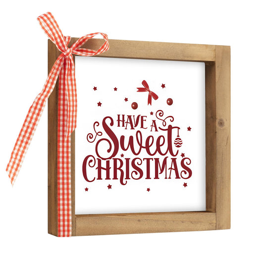 pechpell Christmas Wooden Sign, 6 Inch Xmas Decorative Signage Plaque Decor, Holiday Indoor Table Shelf Desk Mantel Tiered Tray Wall Art Kitchen Coffee Bar Rustic Farmhouse Decorations for Home Office