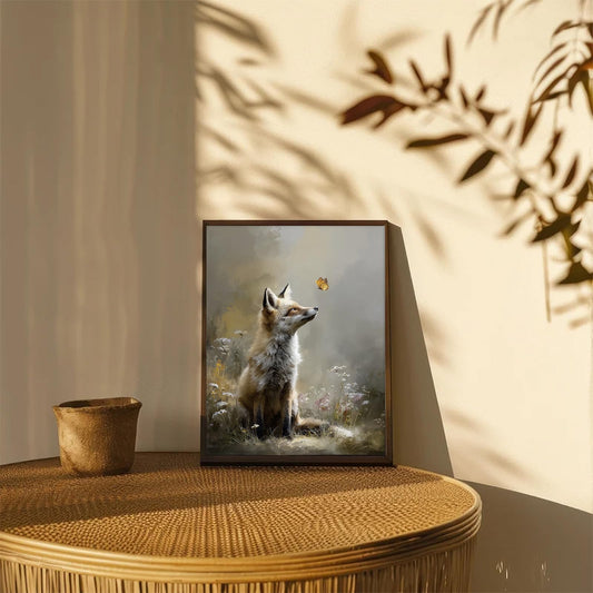 XOCUUI Vintage Wall Art Prints - Vintage Fox Printable Wall Art, Antique Fox Wall Decor, Cozy Autumn Woodland Animal Print for Bedroom Bathroom Living Room Decor(8" X 10"-Unframed)