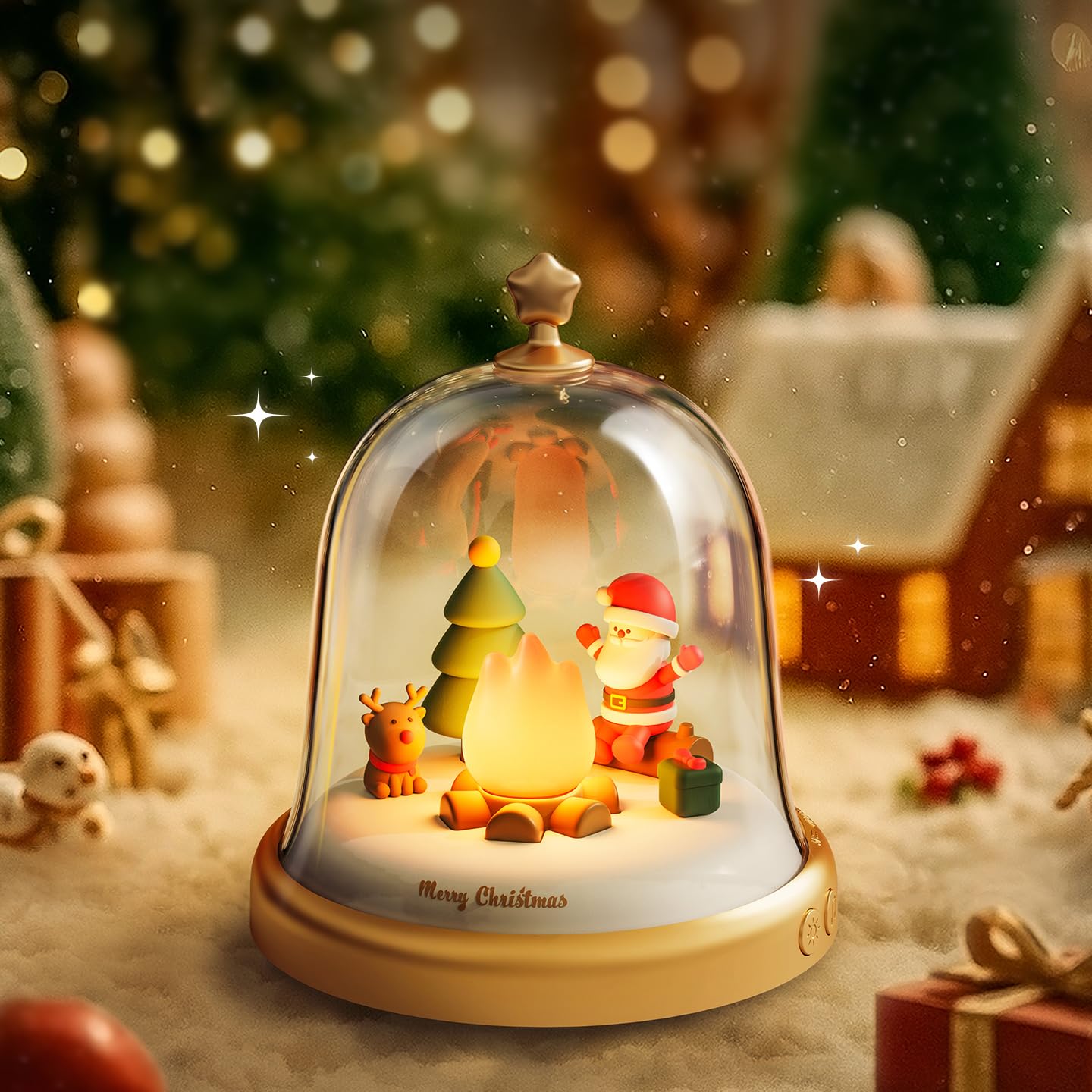 Campfire Night Light, Portable Flame Lamp with White Noise, Cute Flameless Candle Lights,Rechargeable & Dimmable Tabletop Lamp for Home Decor