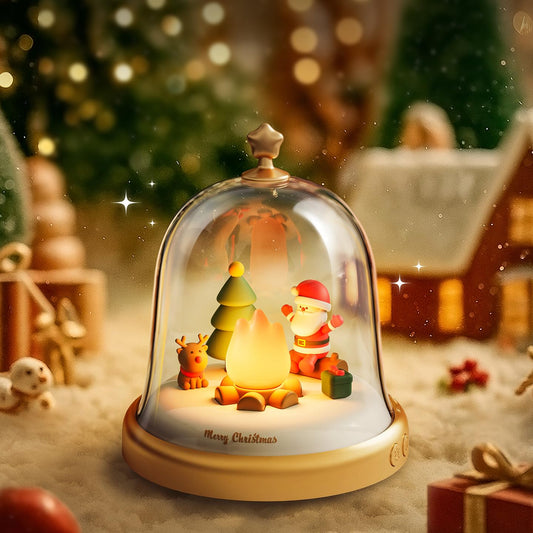 Campfire Night Light, Portable Flame Lamp with White Noise, Cute Flameless Candle Lights,Rechargeable & Dimmable Tabletop Lamp for Home Decor