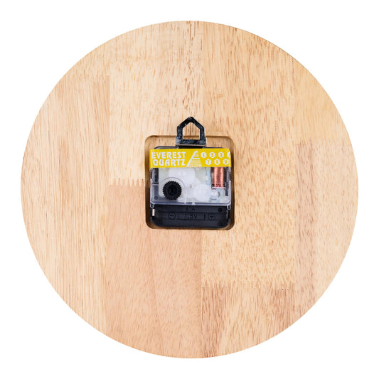 PEACHY LOOPS Wooden Wall Clock, Modern Round Design, Natural Wood Finish with sleek black hands, 24 cm size pack of 1 (Battery not included)