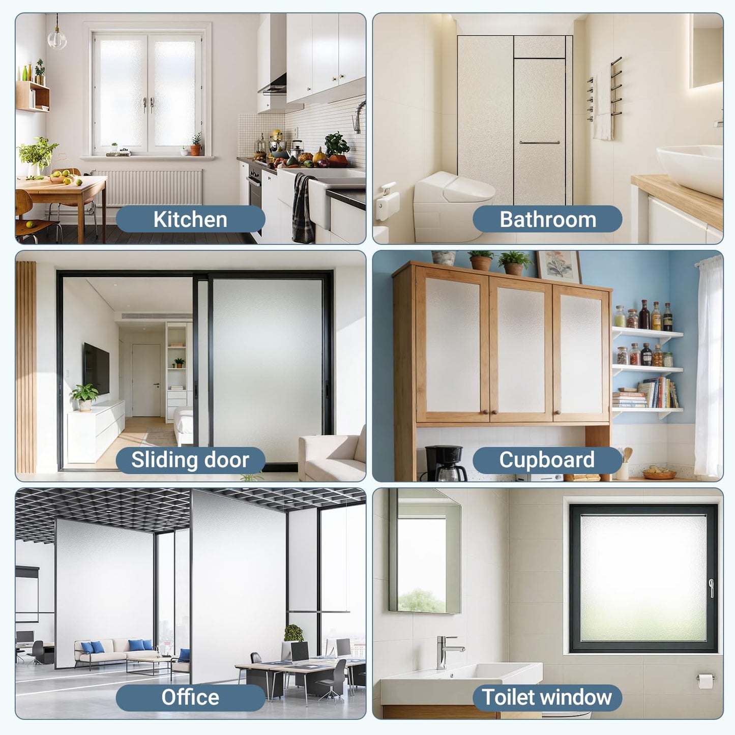 Lovepea Pure Frosted Glass Window Privacy Film 24 Hour Two Way Privacy, Removable, Static Cling, Ideal for Privacy scenarios Such as Home Office Doors and Windows (17.5 x 78.7 Inch)