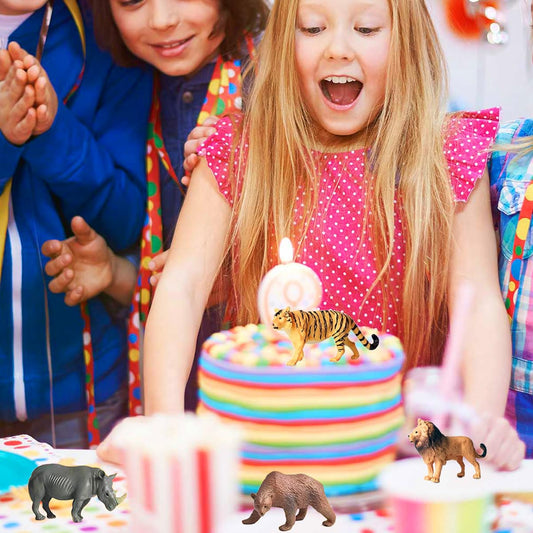 RUSON 12 Pcs Mini Safari Animals Figures Toys, Realistic Jungle Zoo Animal Figurines Cake Topper Toy Set Christmas Birthday Easter Egg Gift Party Supplies for Kids Toddlers