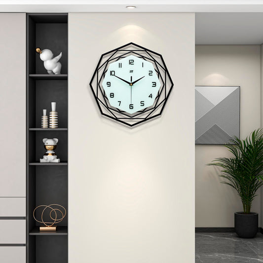 JUJUDA Large Wall Clock for Living Room Decor Modern Big Wall Clock for Kitchen Bedroom Home Decoration Extra Giant Black Clock Battery Operated for Dining Room Bathroom Office Decorative 15 Inch