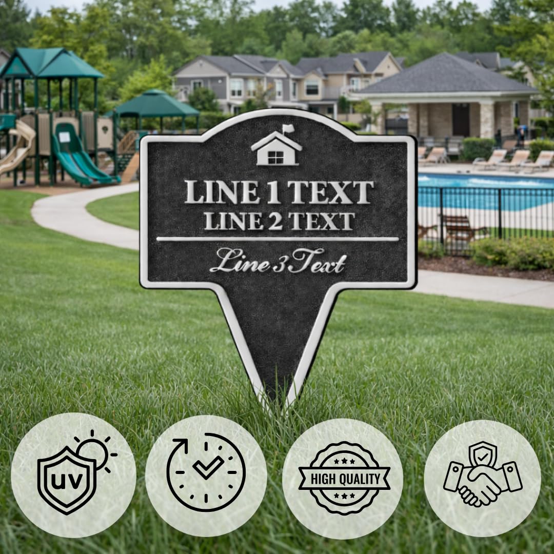 Custom Yard Stake Sign for HOA, Personalized Inground Sign For Outdoor Use, 8x10 Inches, 10x12 Inches, 11x13 Inches, 3D PETG, All-Weather, Non-Rusting, Made in USA