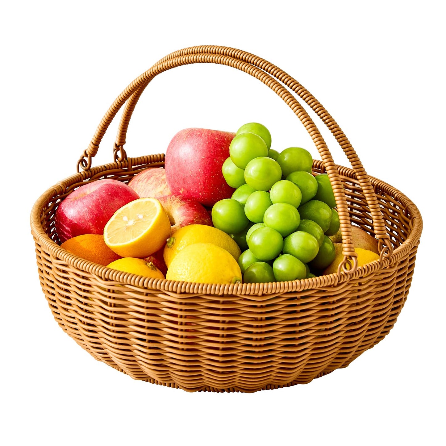 Berdeng Fruit Bowl for Kitchen Counter, Large Fruit Basket with Handle, Suitable for Storing Fruits, Vegetables, Bread, Candys and Snacks
