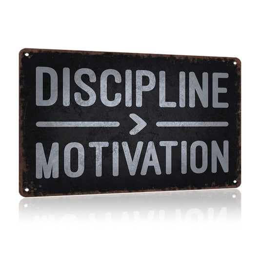 Vintage Metal Sign Discipline Is Greater Than Motivation Workout Room Signs Retro Tin sign For Gym Workout Posters Fitness Plaque Inspirational Wall Decor 8x12 Inches