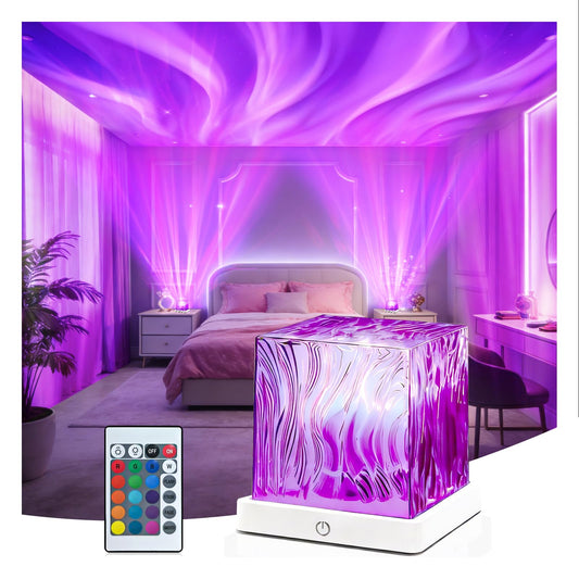 HUMIIEYE Northern Lights Projector, 1800mAh Battery Operated Aurora Night Light Cube, 16 Color, Remote Mood Lighting Galaxy Projector, Trendy Cute Stuff for Kids Teen Girls Gifts Bedroom Room Decor