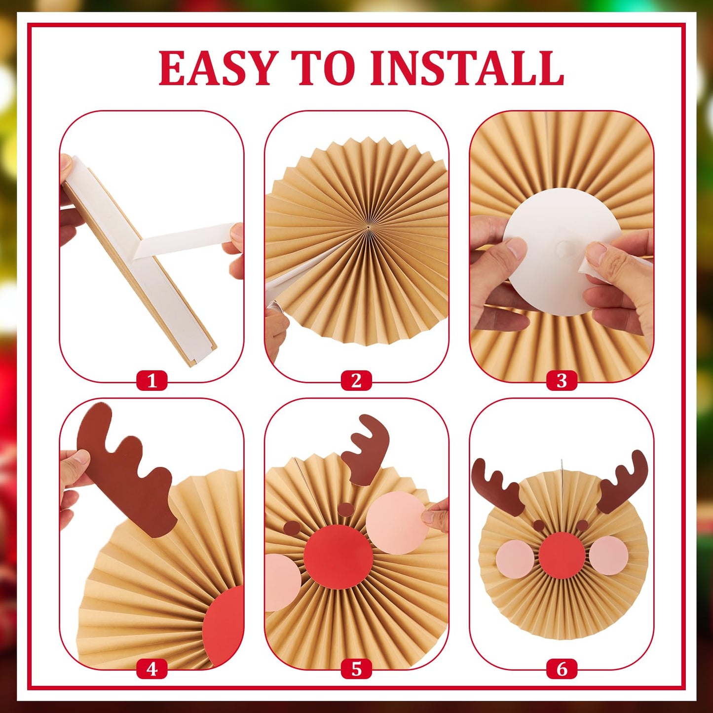 SUNBEAUTY Christmas Party Decorations Christmas Classroom Decorations Hanging Paper Fans with Reindeer Snowman for Xmas Holiday Ceilings Wall Decor Winter New Year Party Supplies