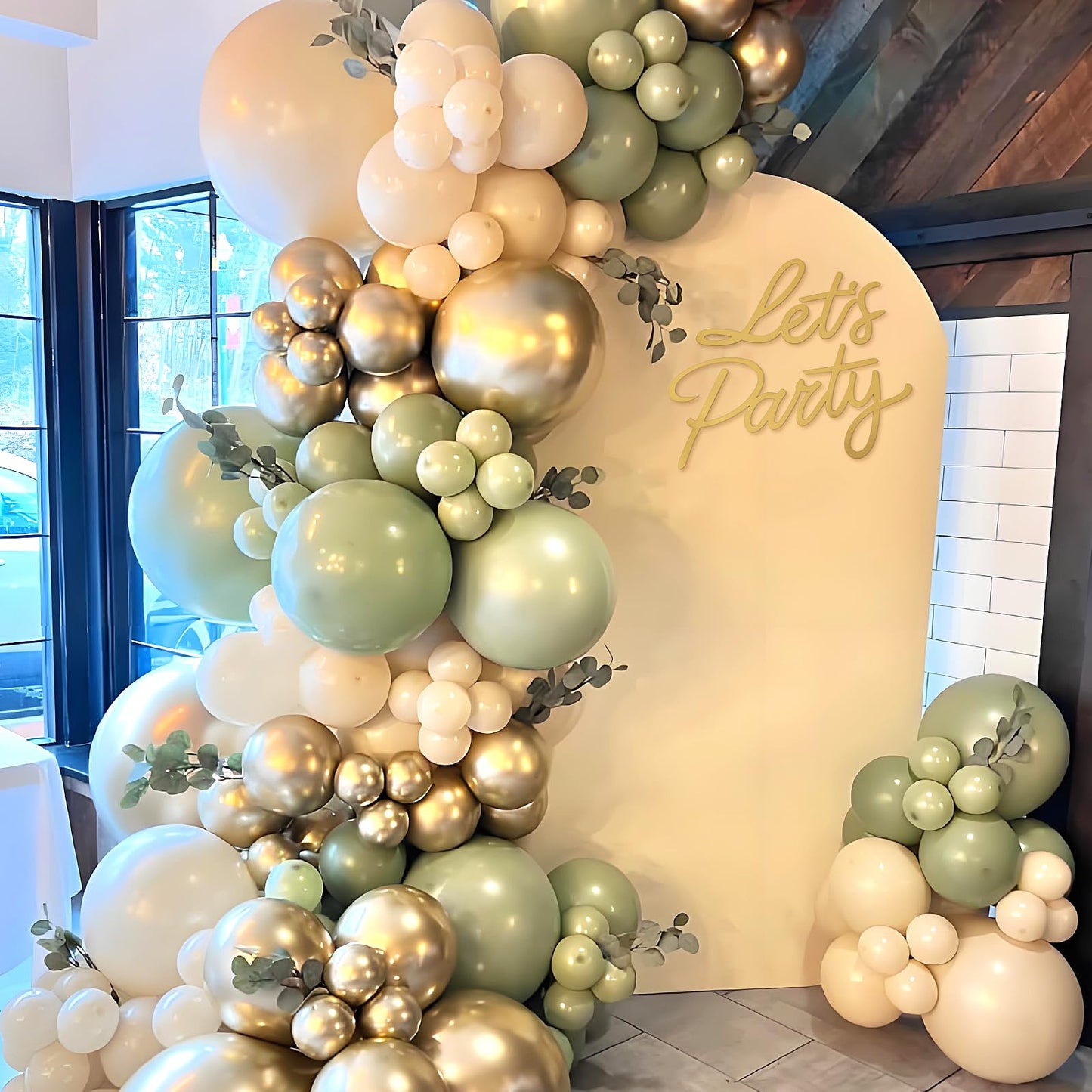 MASTRON Let's Party Sign for Backdrop - 'Let's Party' Sign Decal for Balloon Arch Birthday Graduation Wedding Bachelorette Christmas Celebrate Decorations (Gold)