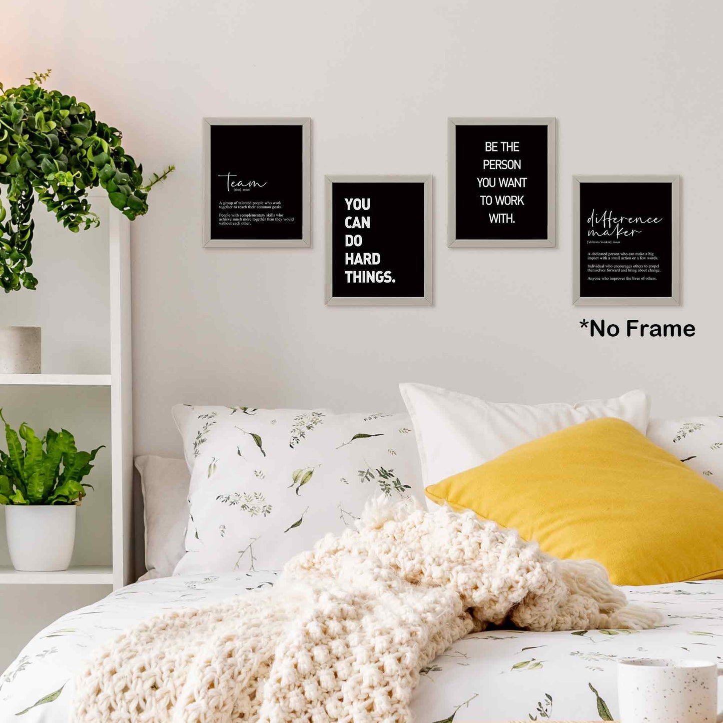 TLESKE Black Inspirational Motivational Office Decor Posters Prints Unframed Set of 4, Minimalist Wall Art Print Decor, Positive Affirmations Team Teamwork Difference Maker Wall Picture, 8x10