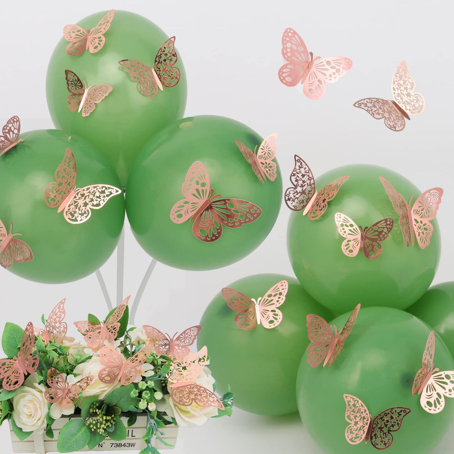 Nelotaor 36 Pcs Butterfly Wall Decor, 3 Styles 3 Sizes 3D Rose Gold Butterfly, Wedding & Birthday Party Decorations, Girls Bedroom Decoration