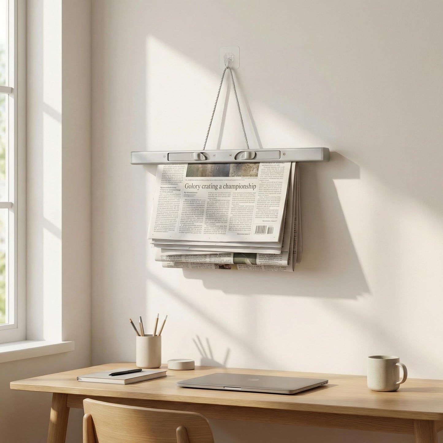 lcocove Aluminum Alloy Newspapers Holders for Office，Home,Newspaper Rack Can Hold 30 pages,Newspaper Hanger Holding Files on the Wall to Save the Space