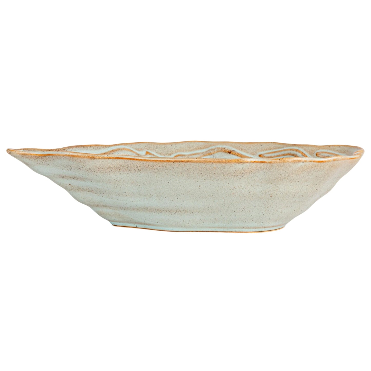 Creative Co-Op Oyster Shaped Stoneware Bowl, Blue