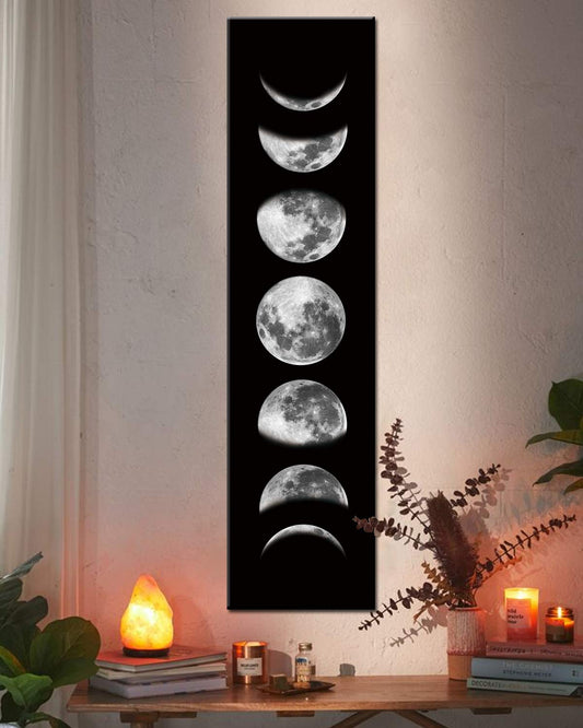 Ohhvvow Moon Phase Wall Art Painting, 47L x 11.8W Black and White Modern Abstract Canvas Wall Art Painting for Living Room Bedroom Decor, Contemporary Artwork for Home Office, Unframed