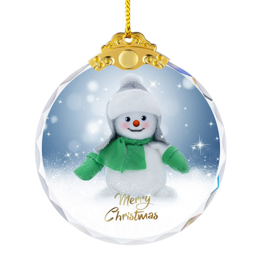 YouerCrystal Christmas Crystal Decoration Hanging Ornament, Shiny Decor Ornament Decoration for Christmas Tree, Crystal Home Decor Xmas Gifts (Snowman)
