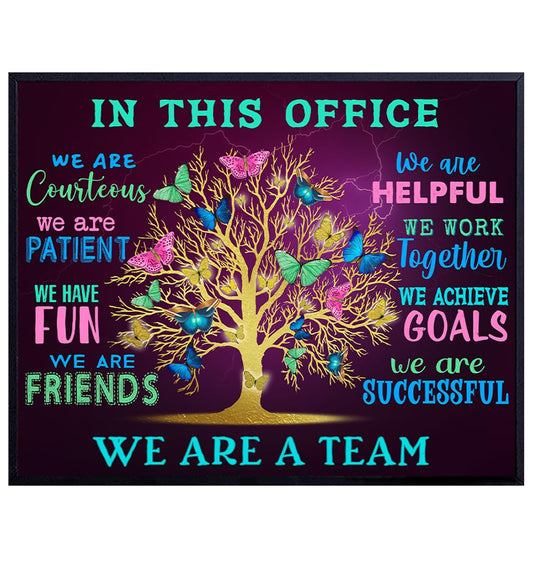 YELLOWBIRD ART & DESIGN Office Wall Art & Decor - Teamwork Wall Art - Inspirational Quotes Wall Art - Motivational poster - Positive Quotes Wall Decor - Home Office Decor - In This Office
