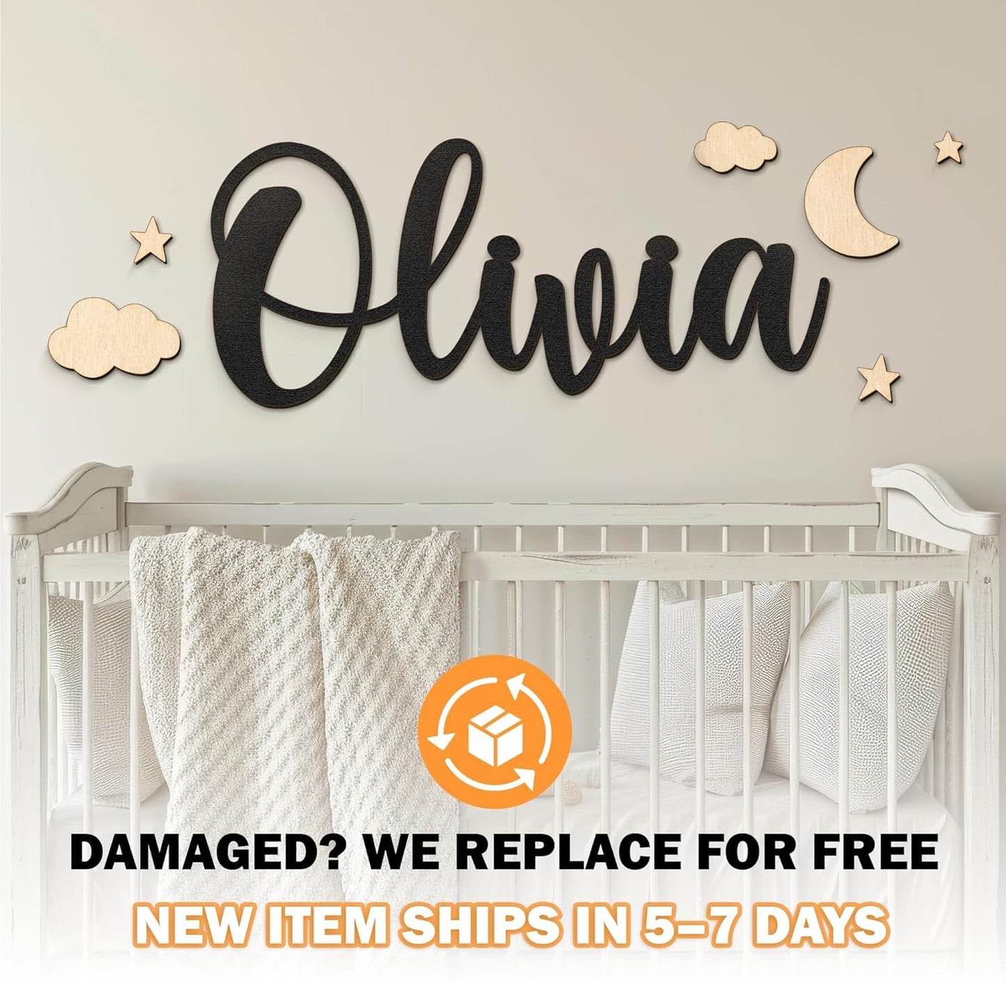 Personalized Nursery Name Sign - Custom Wooden Name Signs for Kids Room, Personalized Name Sign for Nursery - Perfect Kids Room Decor & Wall Name Decoration