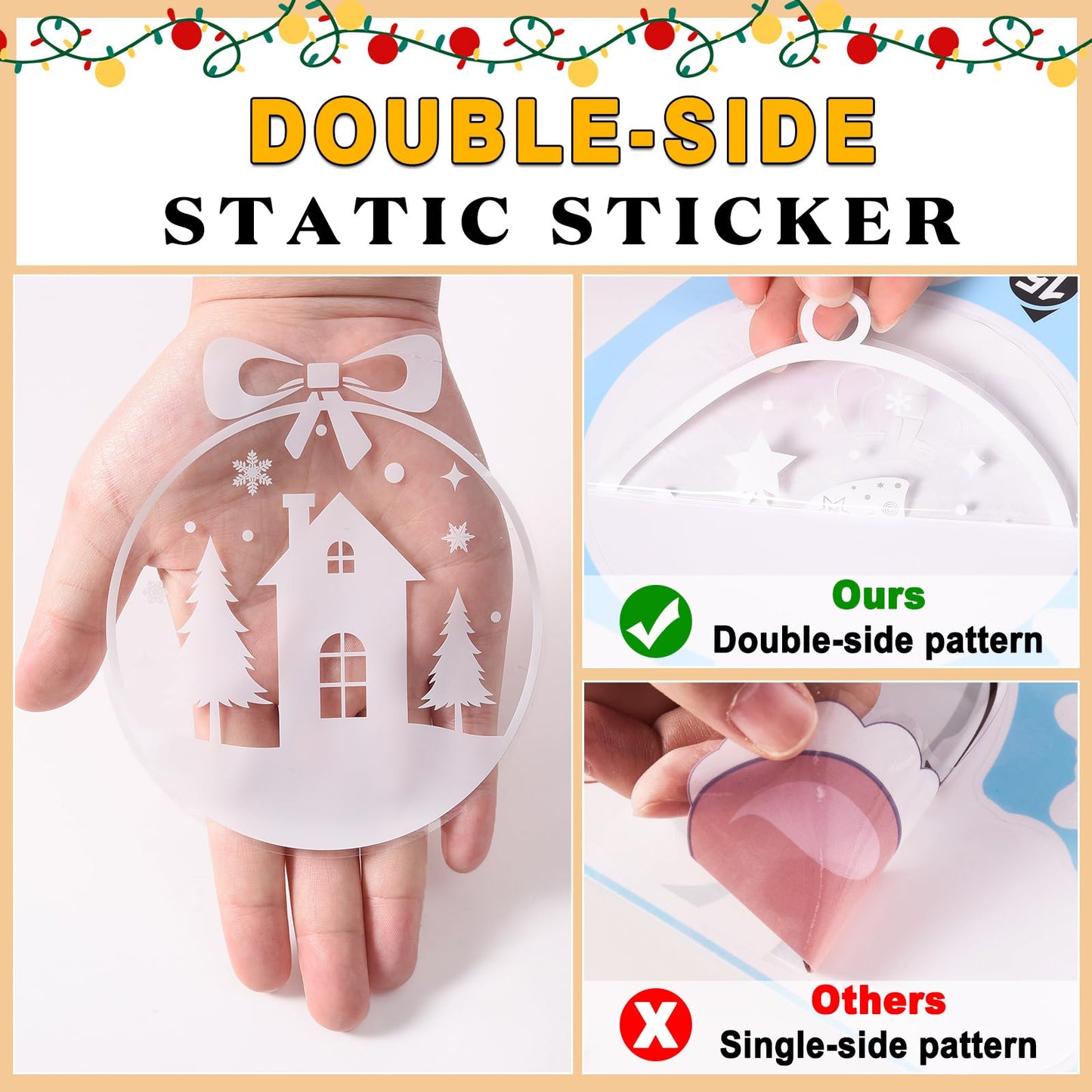 HEEKPEK 163PCS Christmas Window Clings Decorations Large Merry Christmas Double Sided Stickers, Santa Claus Xmas Tree Reindeer Decals for Home Office School (14 Sheets)