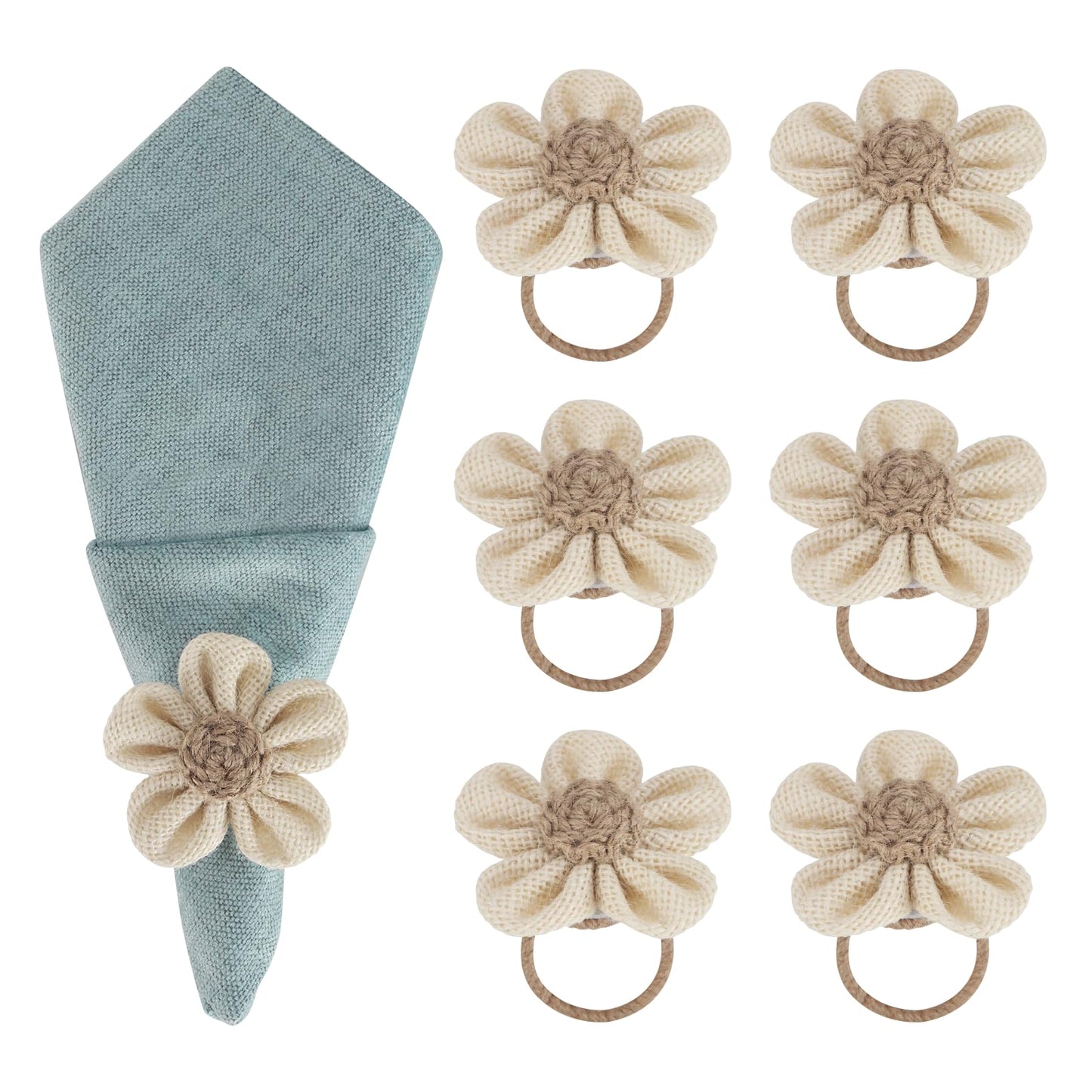 Napkin Rings Set of 6 Handmade Rustic Napkin Rings Reusable Boho Napkin Ring for Elegant Dining Table Decoration Perfect for Christmas, Thanksgiving, Wedding, Holiday, Everyday Use