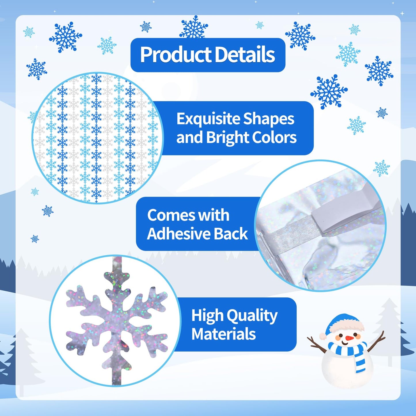 Avikosi 2 Pack Snowflake Foil Fringe Curtains, 3.3×6.6 ft Blue Tinsel Backdrop Streamers for Frozen Theme Birthday, Winter Wonderland Party, Baby Shower, Holiday Wall Decor