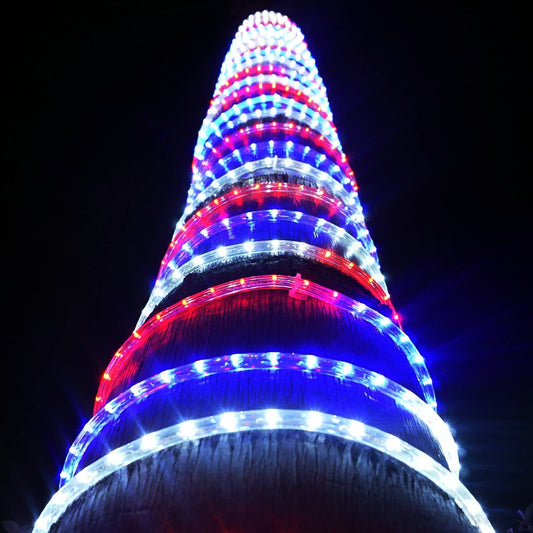 LED Rope Lights 30Feet 324LEDs 120V Waterproof for Indoor Outdoor use IP65 for Party,Camping,Backyard,Fence,Fallway,Stairs,Pond,X'Mas Decoration,Patriot,Independence Day,4th of July(Red white blue)